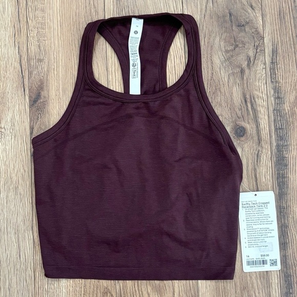 lululemon athletica Tops - NWT Lululemon Swiftly Tech Cropped Racerback Tank Top In Goodnight Plum Size 14
